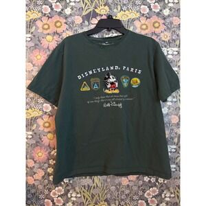 Disney Disneyland Paris Mickey Mouse Graphic T Shirt XXL Green Walt Disney Quote